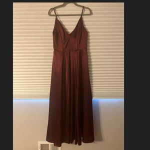 Worn Once : charmeuse deep v-neck a-line bridesmaid dress Davids Bridal